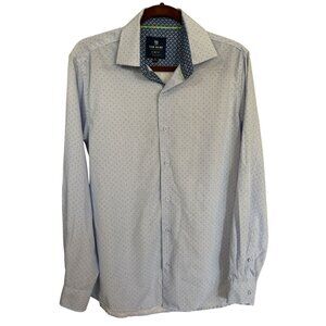 Tom Baine Mens Dress Shirt Wrinkle Free Medium Slim Fit 15 -15.5 Light Blue